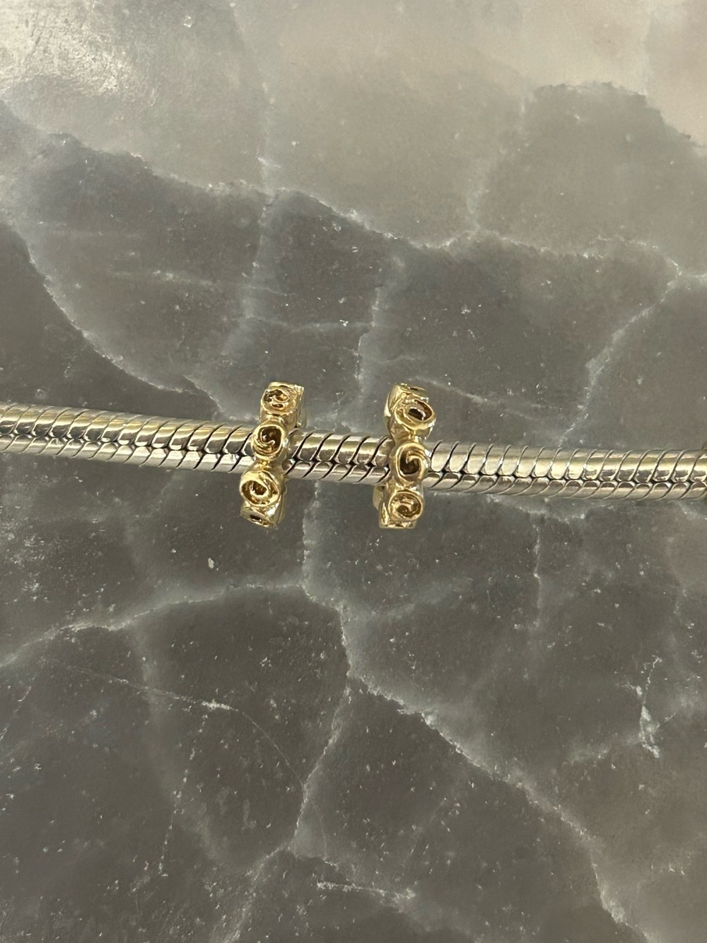Pandora 14k Two solid Gold Small Rose Spacers